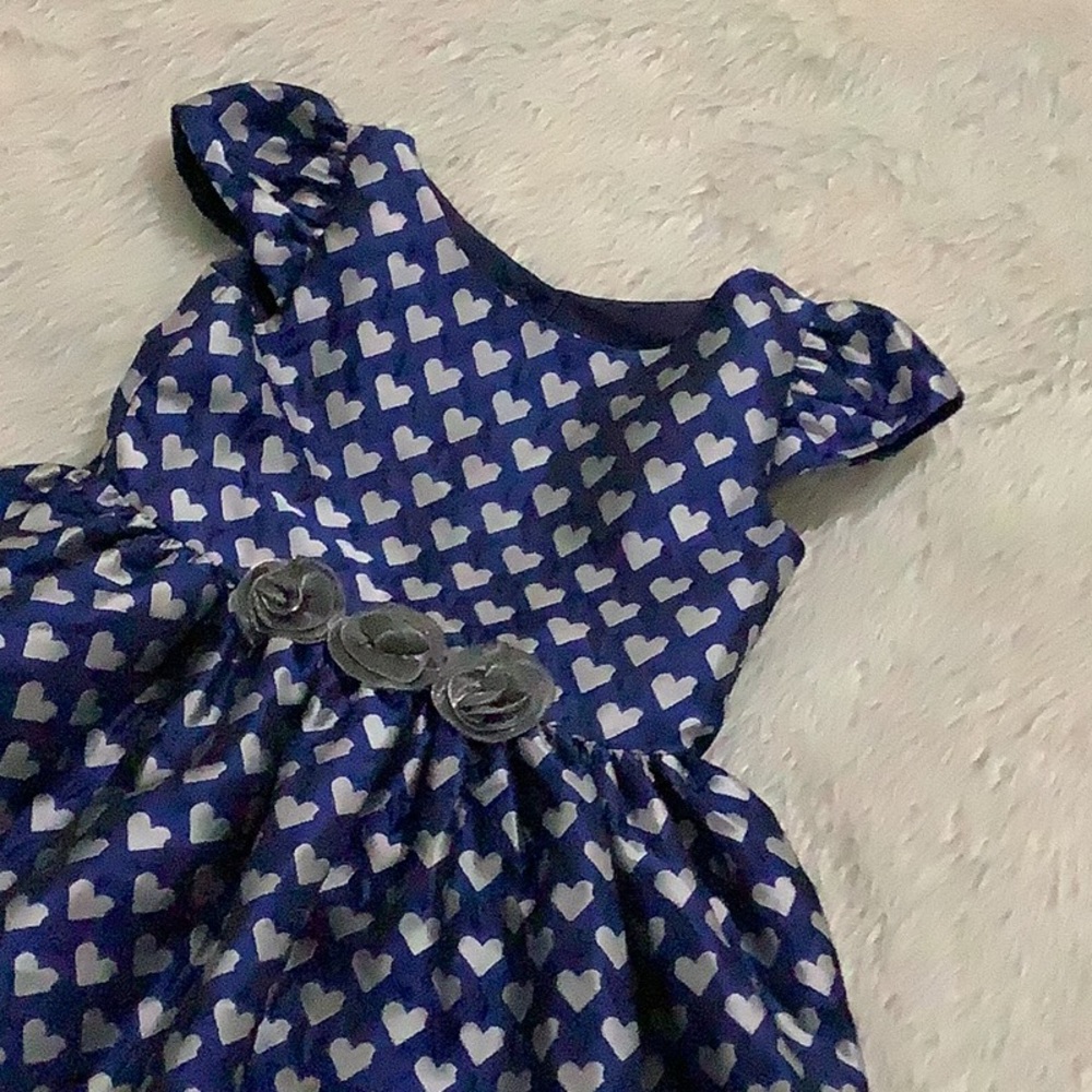 Frais girls blue rose hearts evening fancy church dress size 8